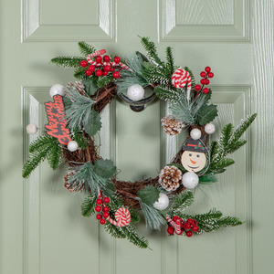 40cm Candy Swirls Christmas Wreath with Pinecones and Candy Canes
