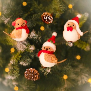 3 Pack Clip-On Robin Christmas Ornaments