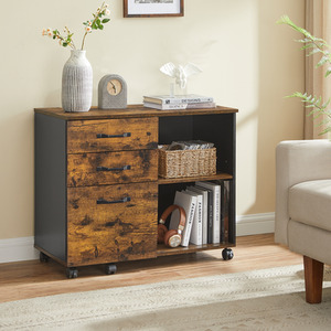 Mobile File Cabinet with 3 Drawers and Adjustable Shelf