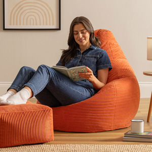 Icon Gaming Bean Bag Recliner  Footstool Jumbo Cord