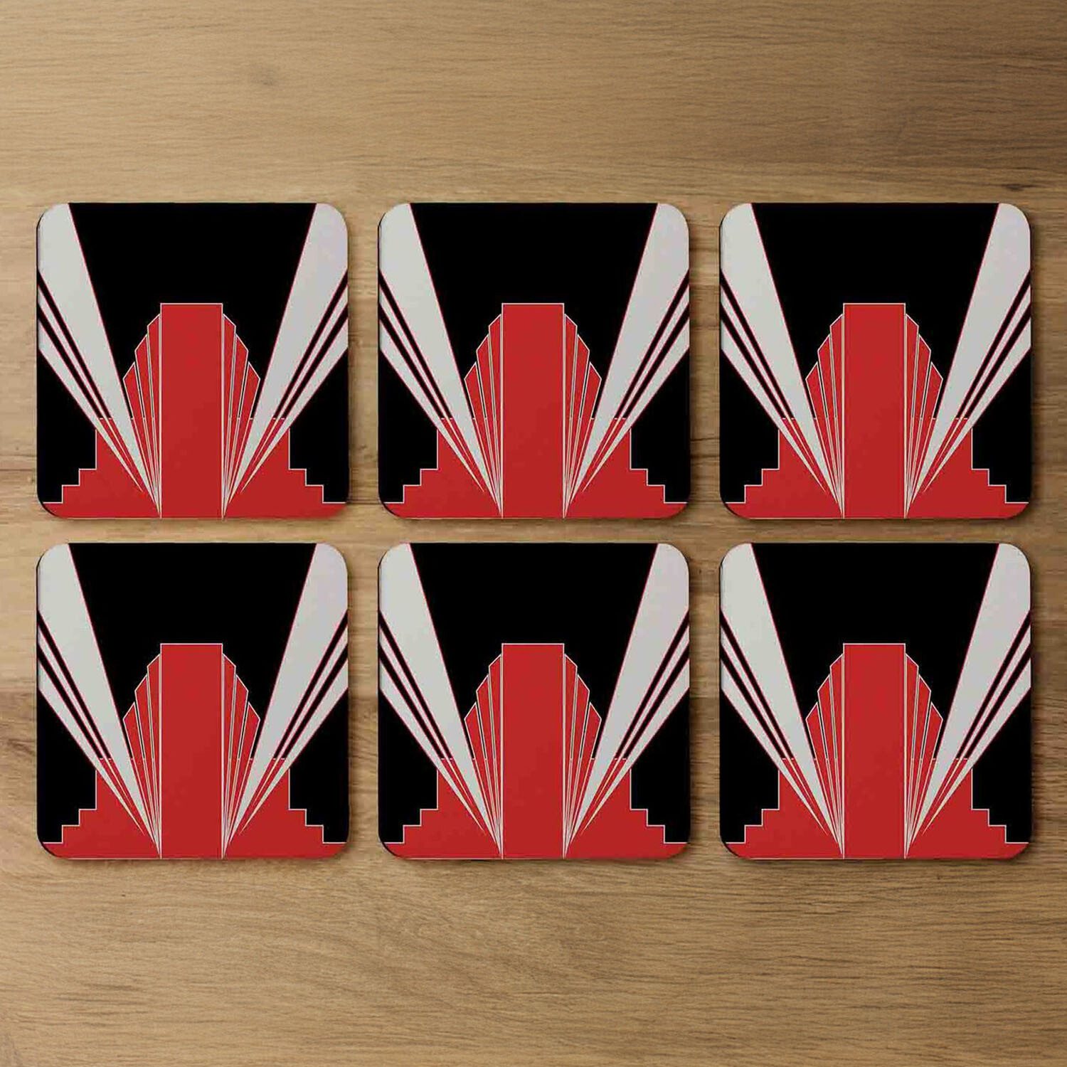 Image of Art Deco Building Coaster - Red