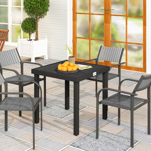 Outsunny 78 cm Garden Dining Table for 4 with Aluminium Legs