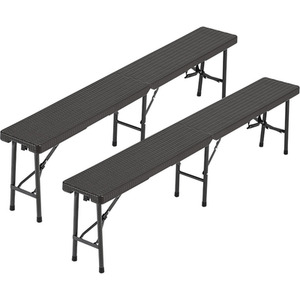 2 Piece Outdoor Rattan Effect Folding Benches