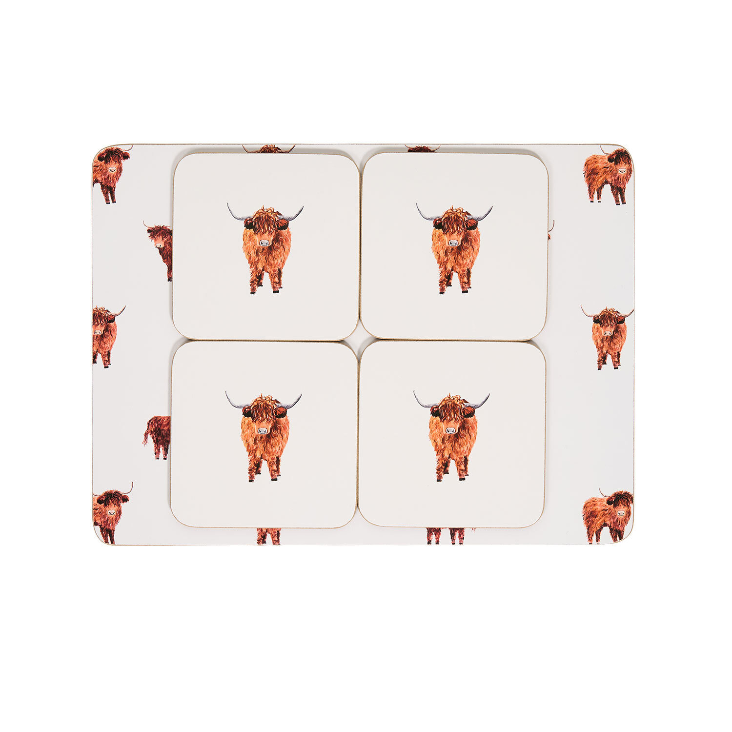 Highland Cow Placemat and Coaster Set