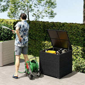 Outsunny 253L Garden Storage Box, Rattan Deck Box, 865-045V00BK