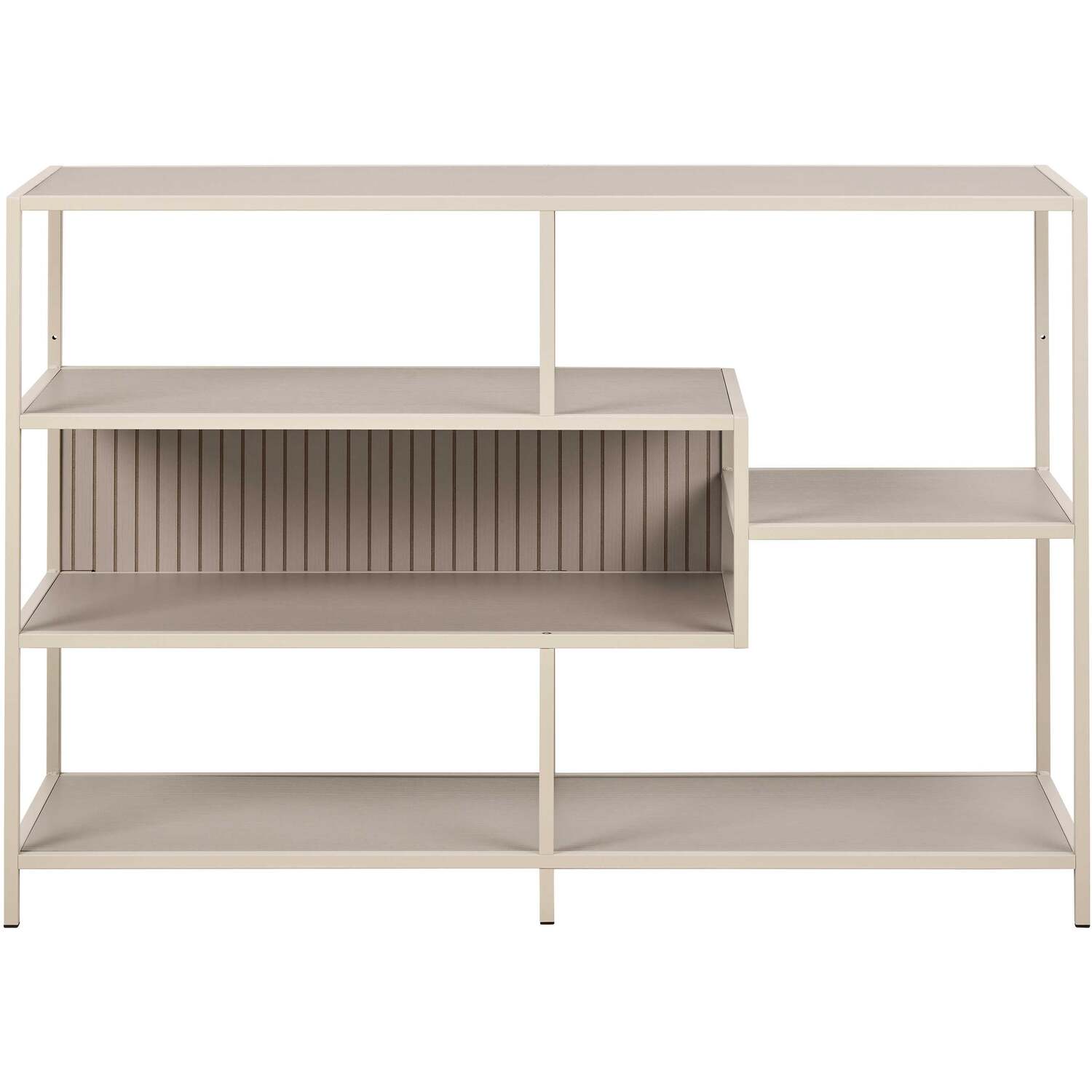 Wyld Haus Paris Wide Grey Metal Bookcase, 4 Shelves - Grey