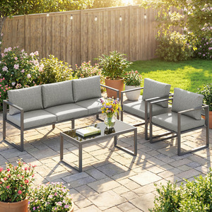 Outsunny Patio Furniture Set Aluminium Frame Dark Grey