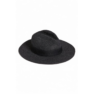 Mens Straw Panama Hat Black Wide Brim