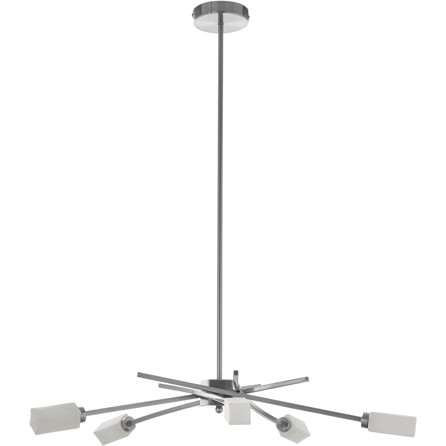 Abira 5 Frosted Glass Shade Pendant Lamp - Silver
