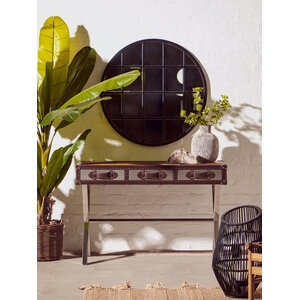 Kensington Townhouse Brown And White Genuine Cowhide Console Table