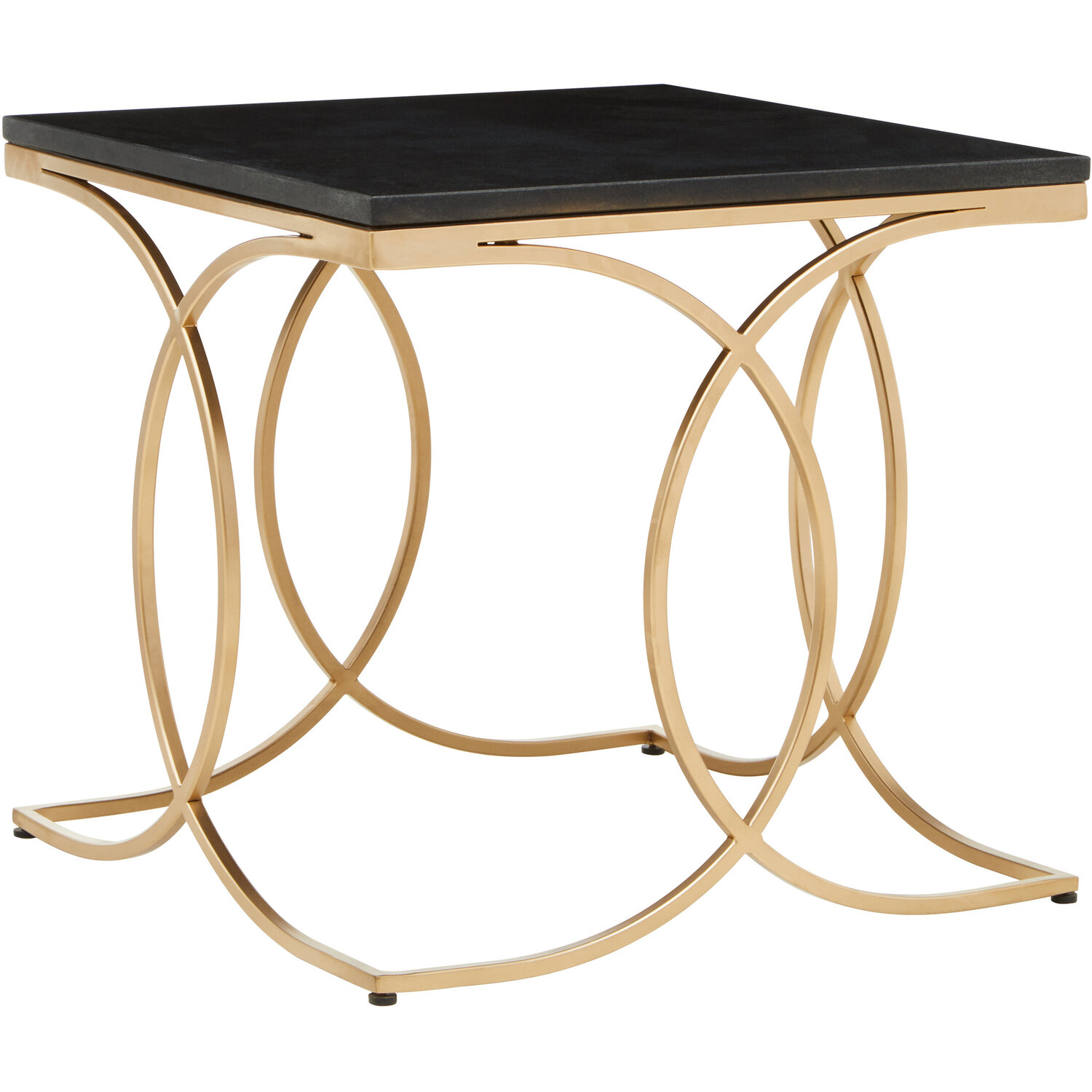 Kia Black Marble and Gold Side Table - Black