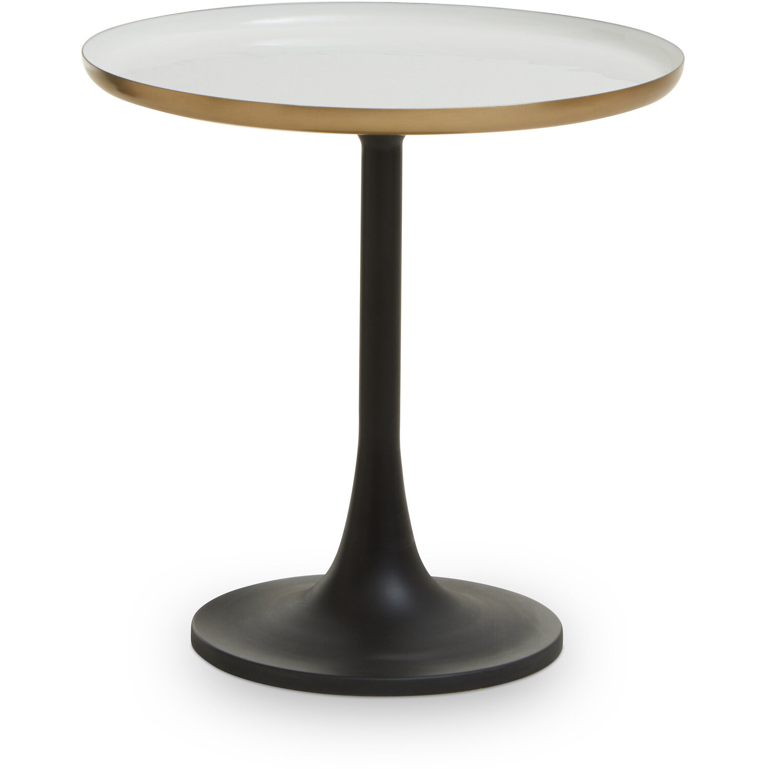 Corra White Marble Side Table With Column Base - Gold