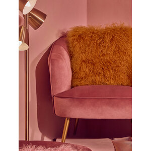 Bosie Real Mongolian Fur Ochre Square Cushion