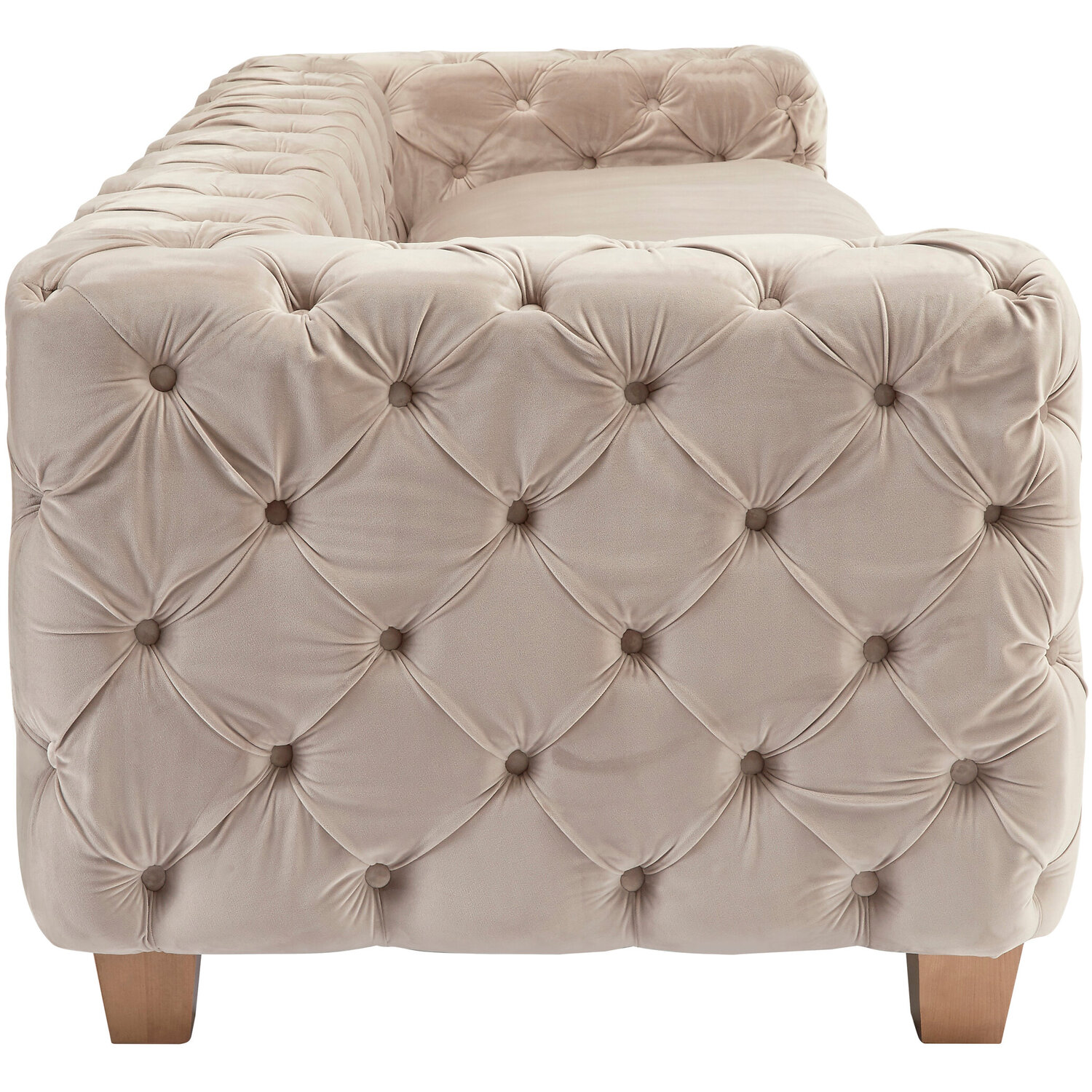 Ophelia 3 Seat Beige Velvet Sofa - Brown