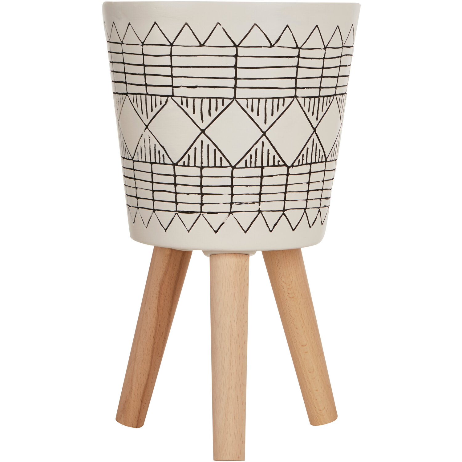 Darnell White And Black Small Planter - White