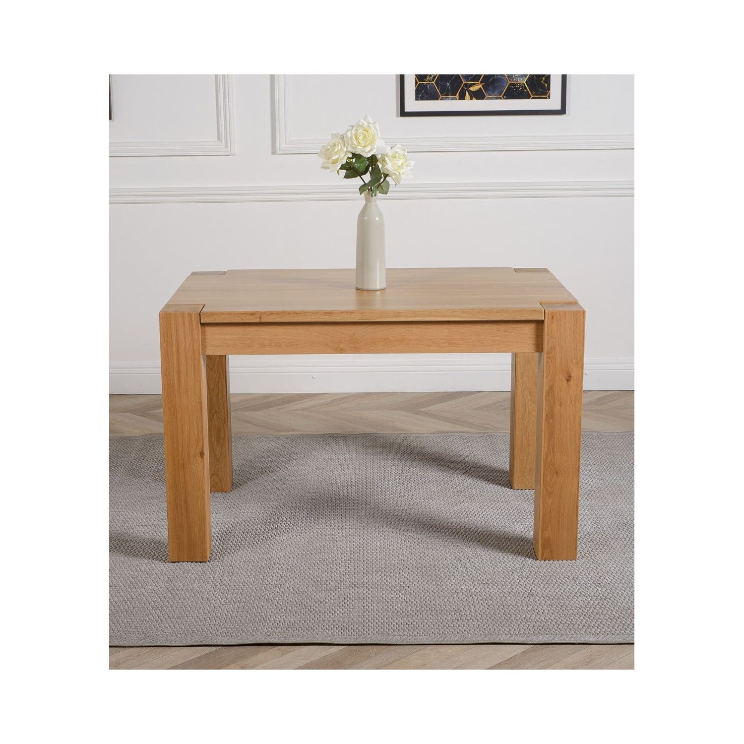 Thats Furniture Kuba 125 X 80 Cm Chunky Oak Small Dining Table And 4 Princeton Chairs - Brown