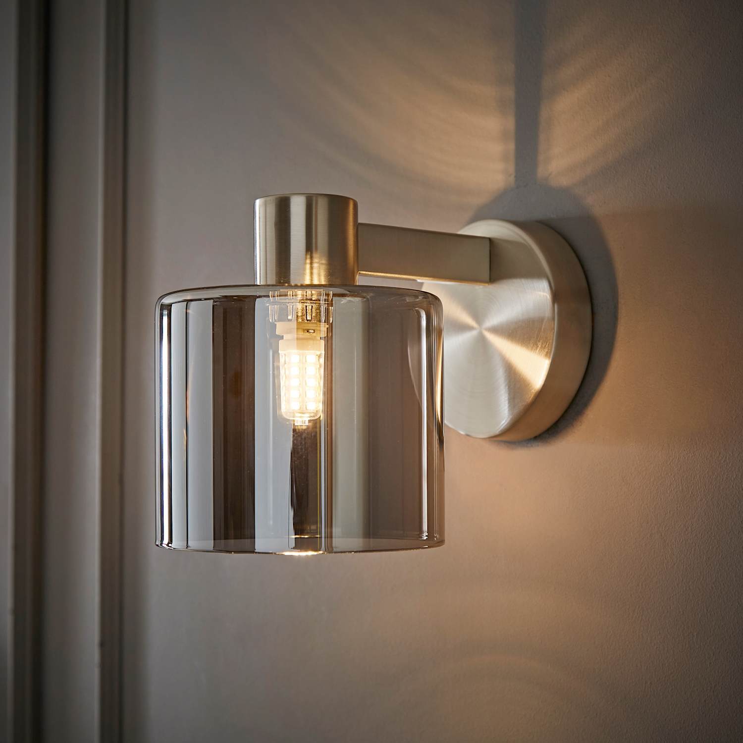 ValueLights Brushed Chrome Wall Light - Smoked Grey - 2 Pack - Image 7