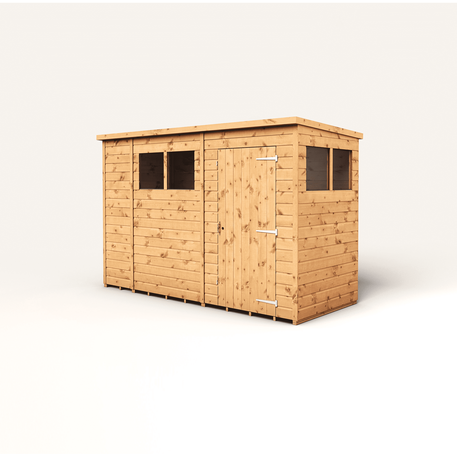 Empire 10x4 Modular Pent Garden Shed with a Single Door & Windows - Brown