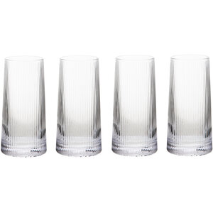Set of Four Eldon Ribbed Clear Hi Ball Glasses MOB