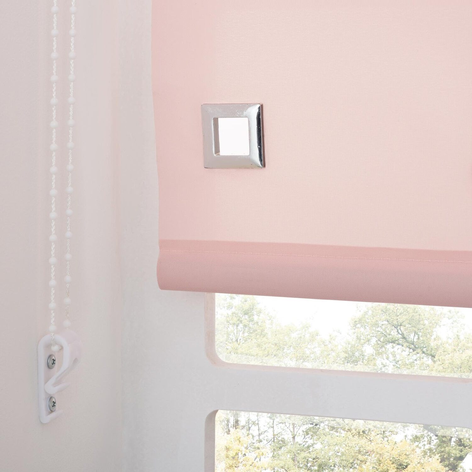 Rackhams Pink Trimmable Square Eyelet Roller Blind - 4Ft - Blush - 120Cm(W)X170cm(L) - Image 2