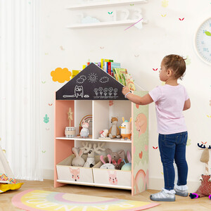Kids Dollhouse Bookshelf Toy Storage Organiser