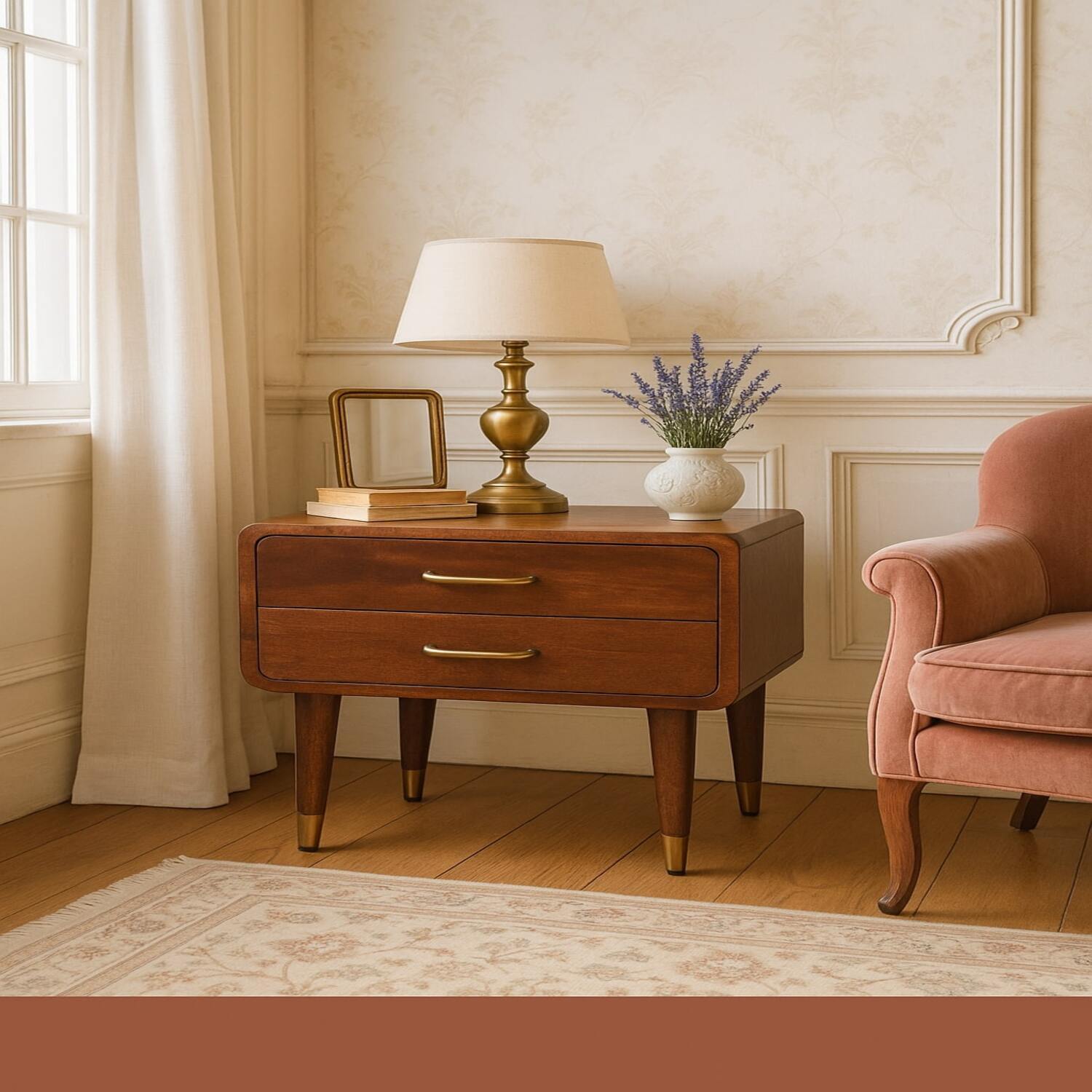 Artisan Furniture Solid Wood Astor 2-Drawer Nightstand - Brown