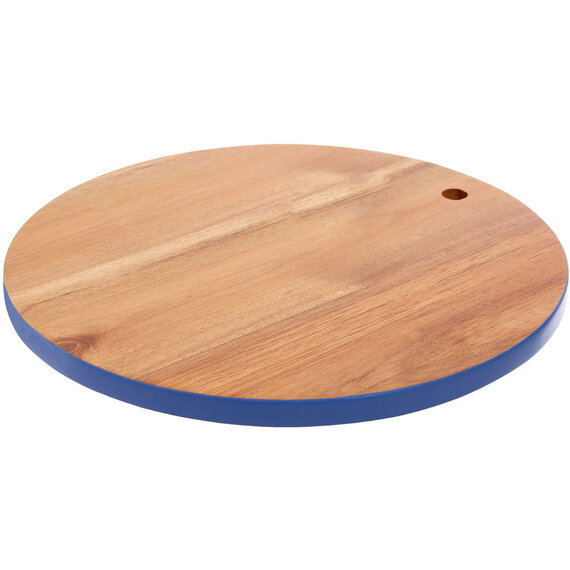 Socorro Round Acacia Chopping and Serving Board with Blue Edge