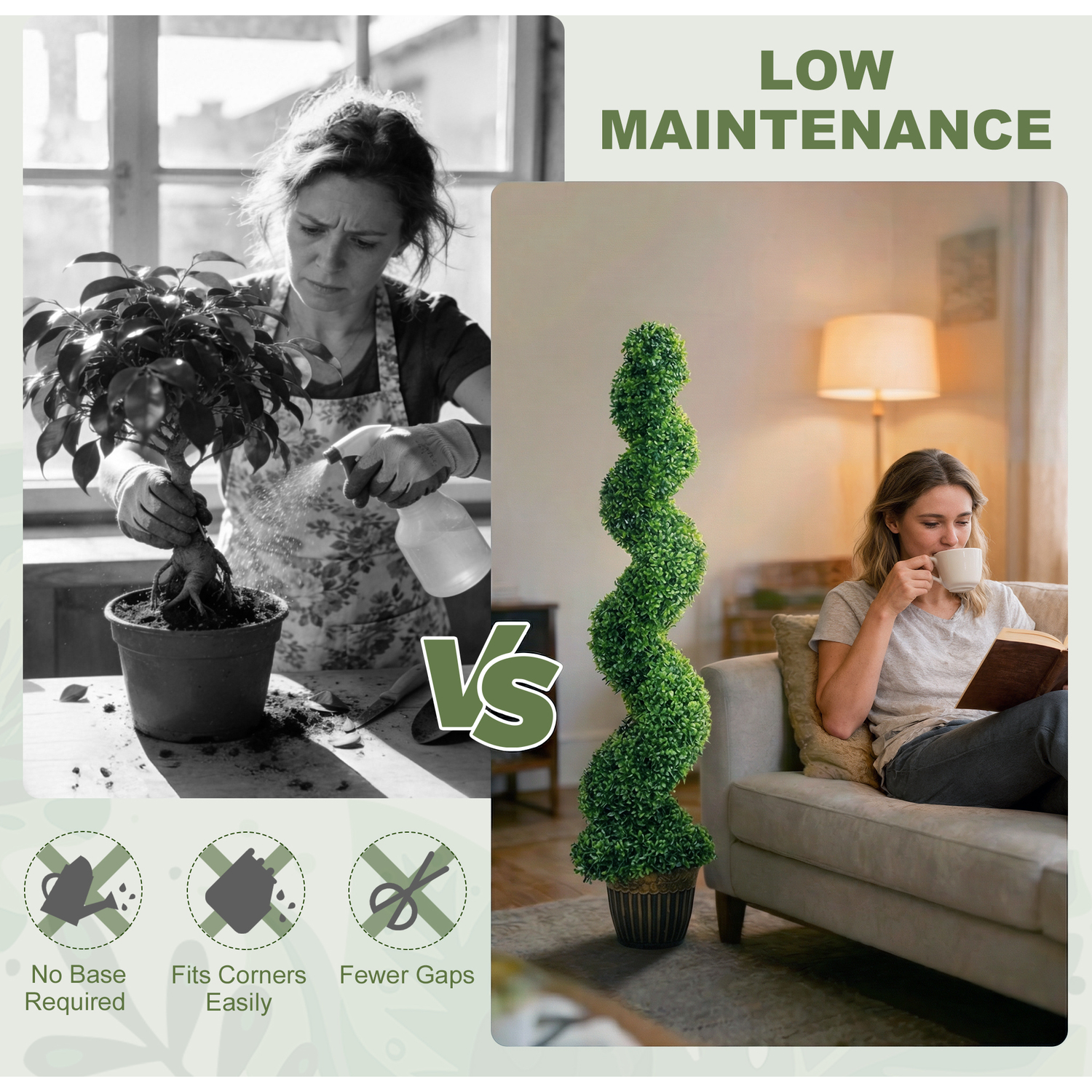 Homcom Set Of 2 Potted Artificial Plants, Topiary Spiral Boxwood Trees - Green