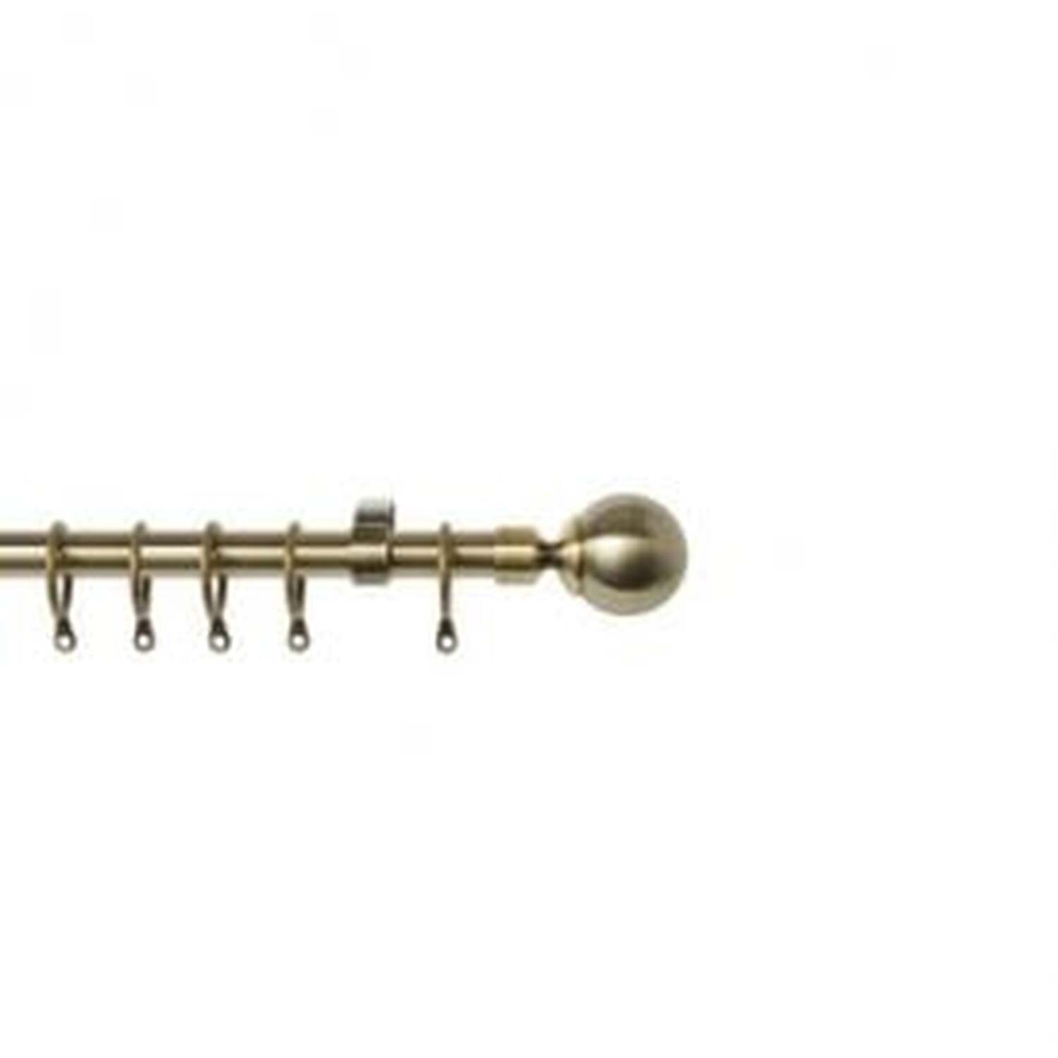 16 - 19mm Antique Brass Ball Metal Curtain Pole Set - Antique Brass / 120cm