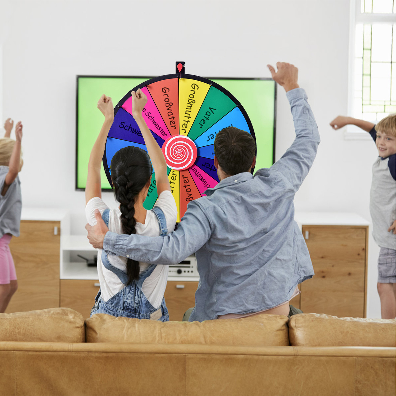 Cauldren Raffle Table Costway Table Prize Wheel Fortune Raffle Game-Colorful