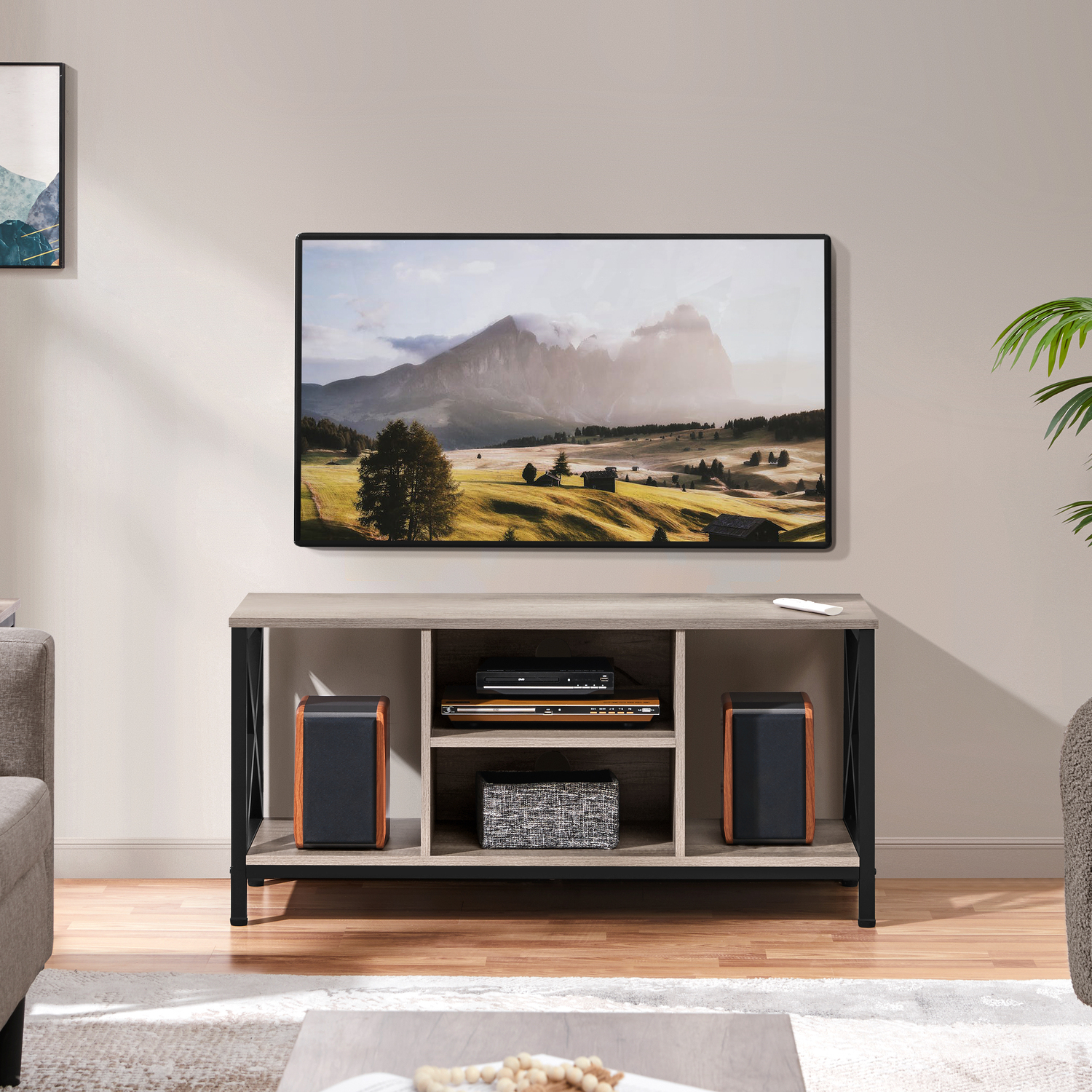 X Shaped Display Rack Industrial TV Stand with X-Shape Structures