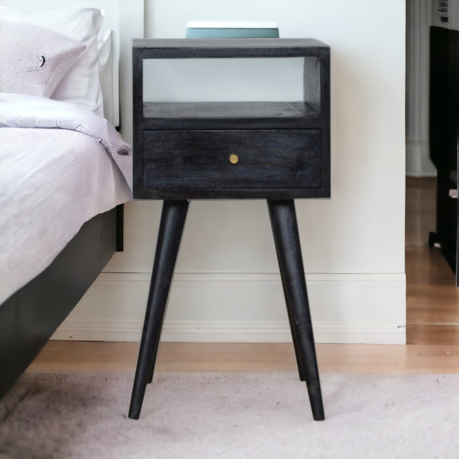 Artisan Furniture Solid Wood Mini Ash Black Bedside - Ash Black