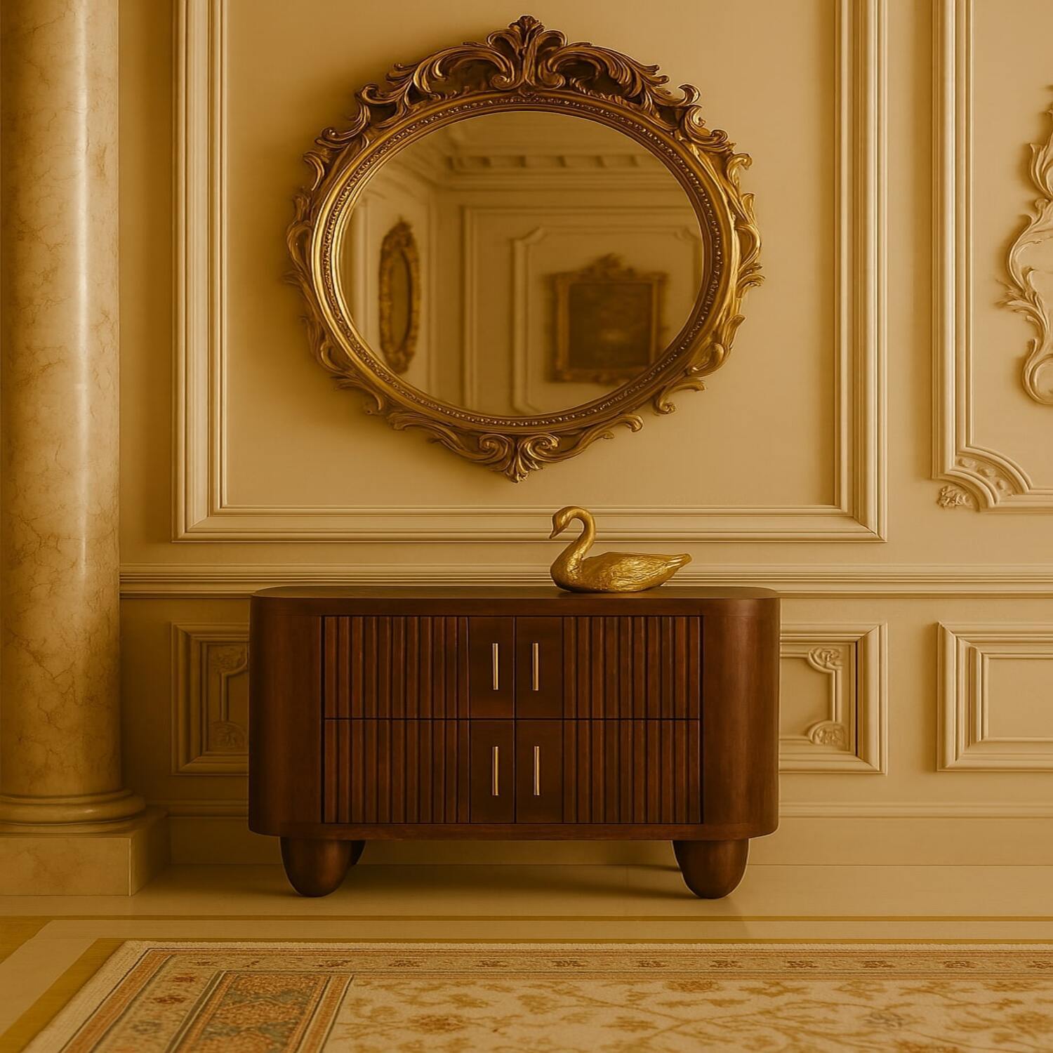 Artisan Furniture Solid Wood Marlowe Fluted Nightstand - Brown