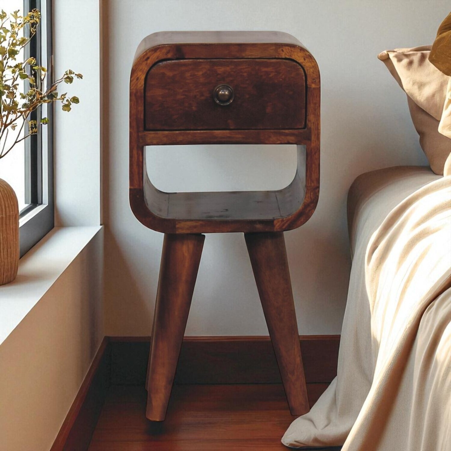 Artisan Furniture Solid Wood Extra Mini Chestnut Curve Lower Bedside - Chestnut