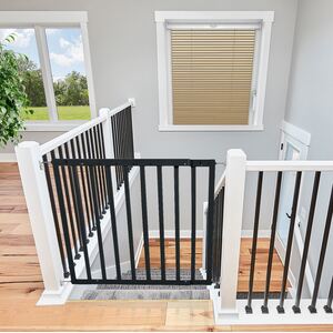 Safetots Top of The Stairs Screw Fitted Stair Gate, Black Metal, 62.5cm - 106.8cm
