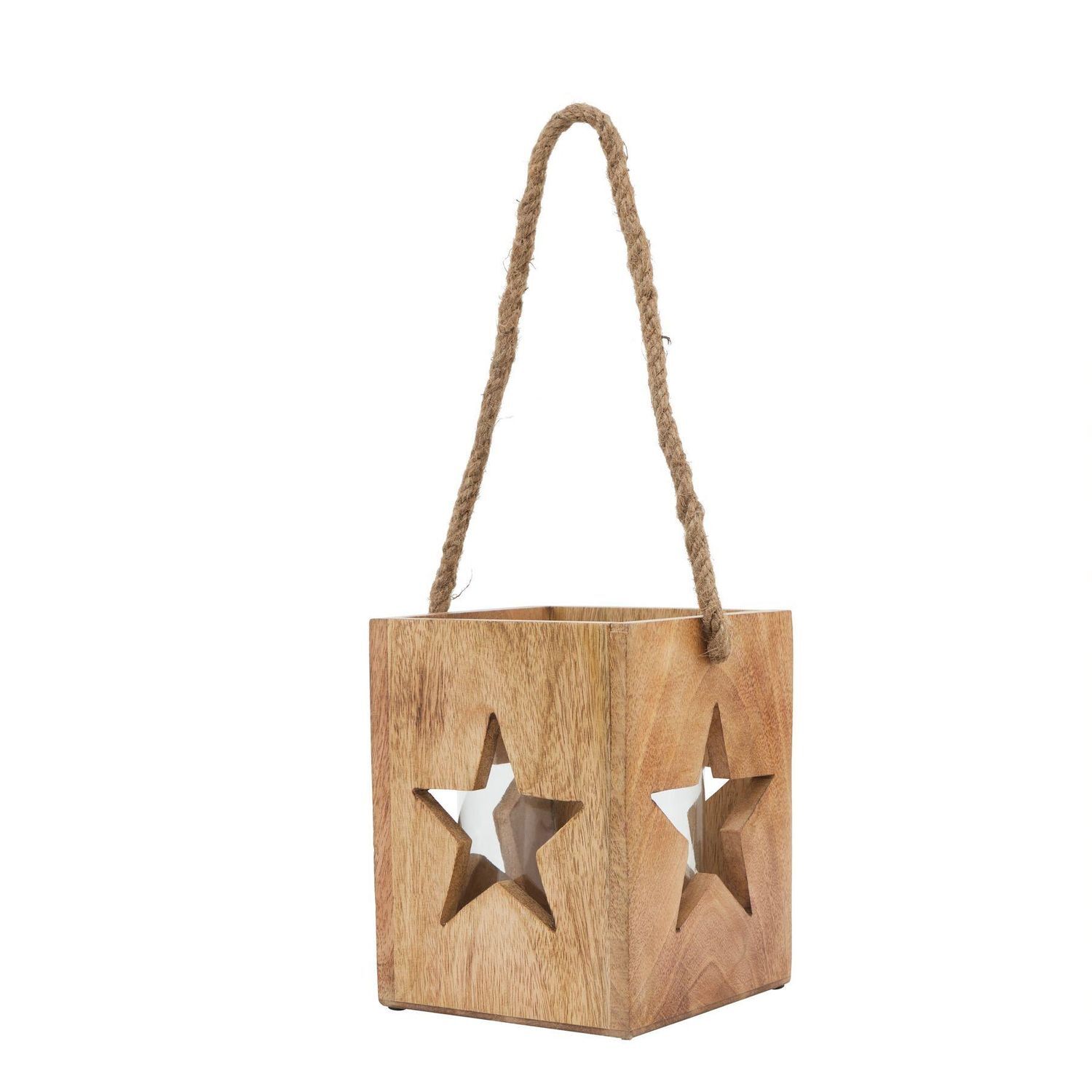 Hill Interiors Wooden Star Tealight Holder - Brown