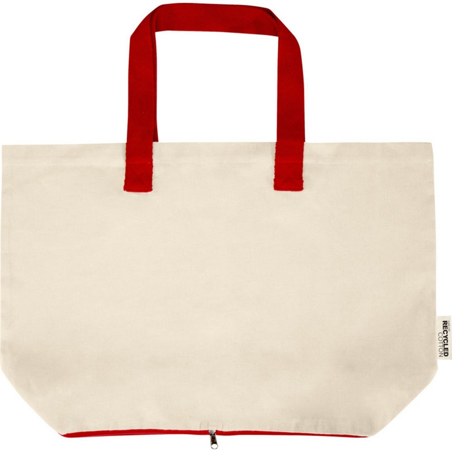 Floso Sierra Recycled Cotton Foldable 7L Tote Bag - Natural/Red