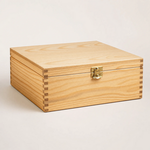 Natural Wood Storage Chest With Clasp And Lid Trinket Box
