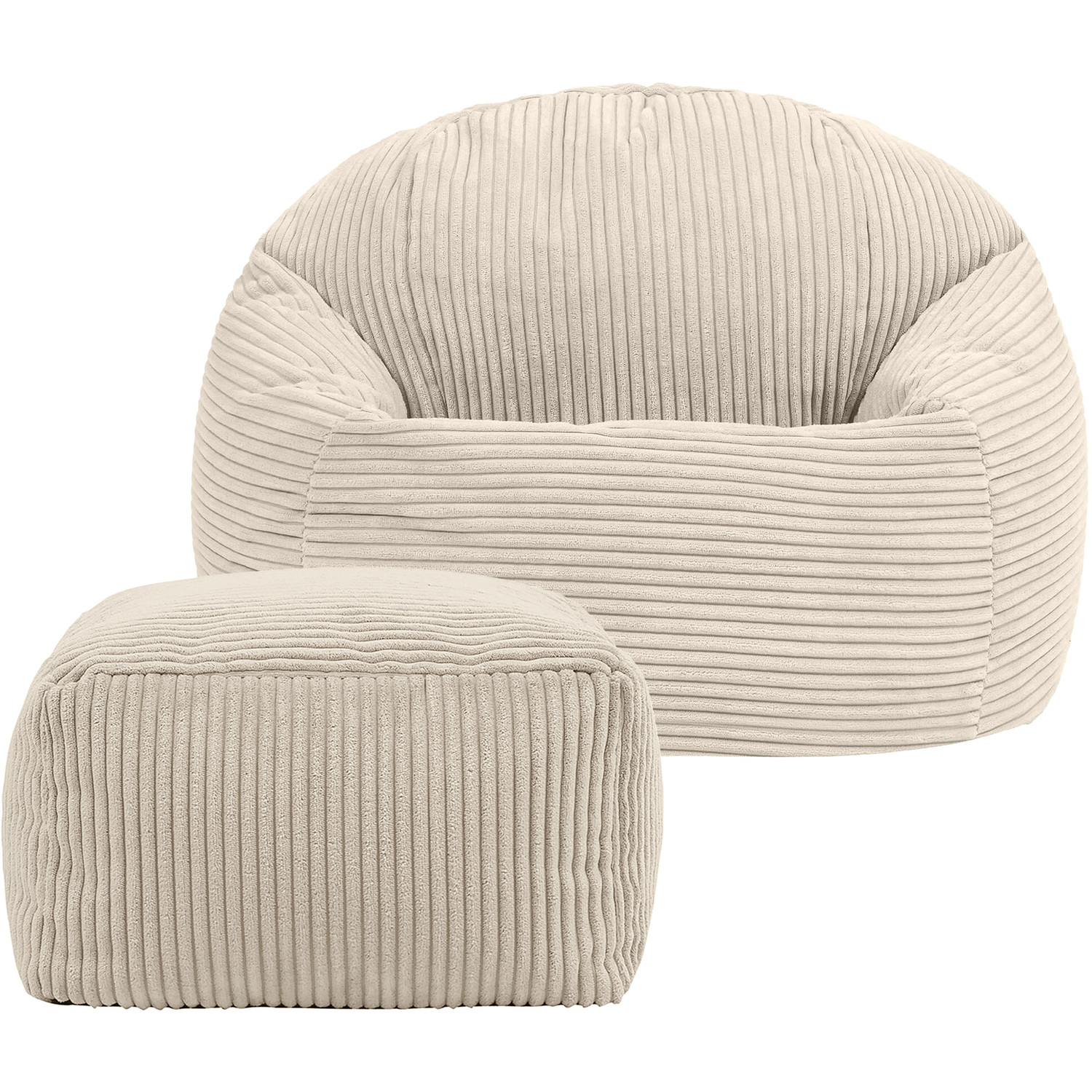 Icon Corduroy Kids High Rest Beanbag And Footstool - Yellow