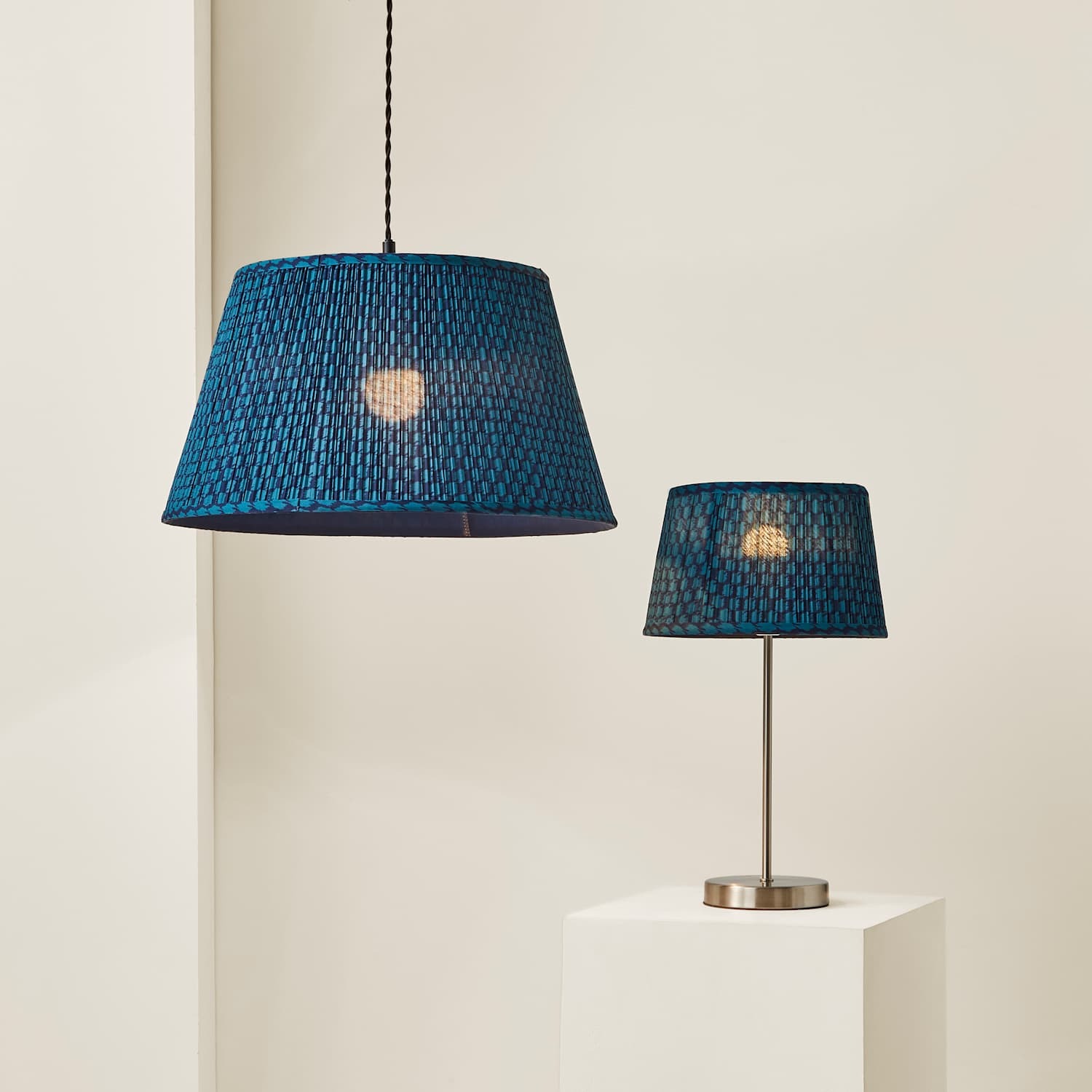 Valuelights Malina Pleated Tapered Colour Inner Easy Fit Lamp Shade - Small Dark Teal / Yes - Dark Teal / 45Cm / Yes