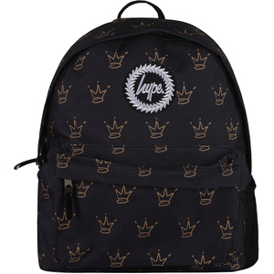 Unisex Black King Crown Pattern Backpack with Padded Straps  School Travel Bag