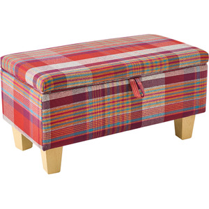 Linen Upholstered Storage Ottoman Bench
