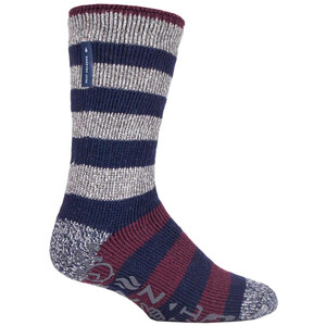 Mens Fleece Lined Non Slip Thick Striped Slipper Socks