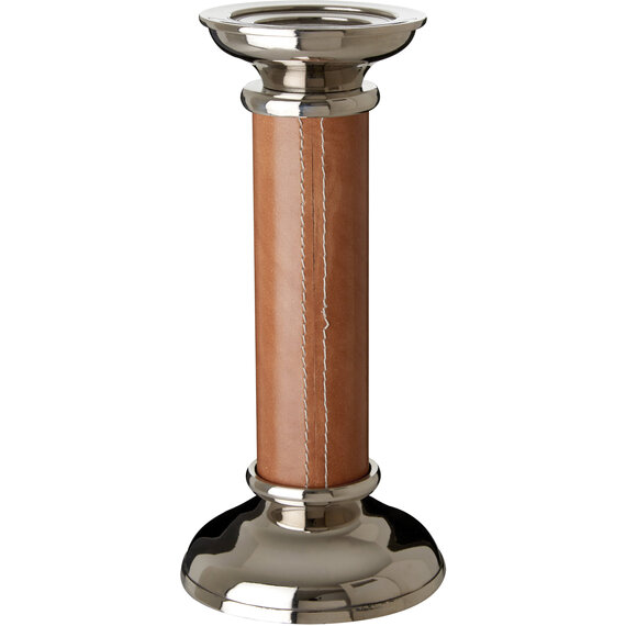 Churchill Genuine Tan Leather Large Candle Holder