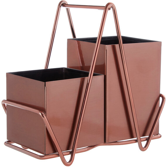 2 Compartment Rose Gold Cutlery Caddy