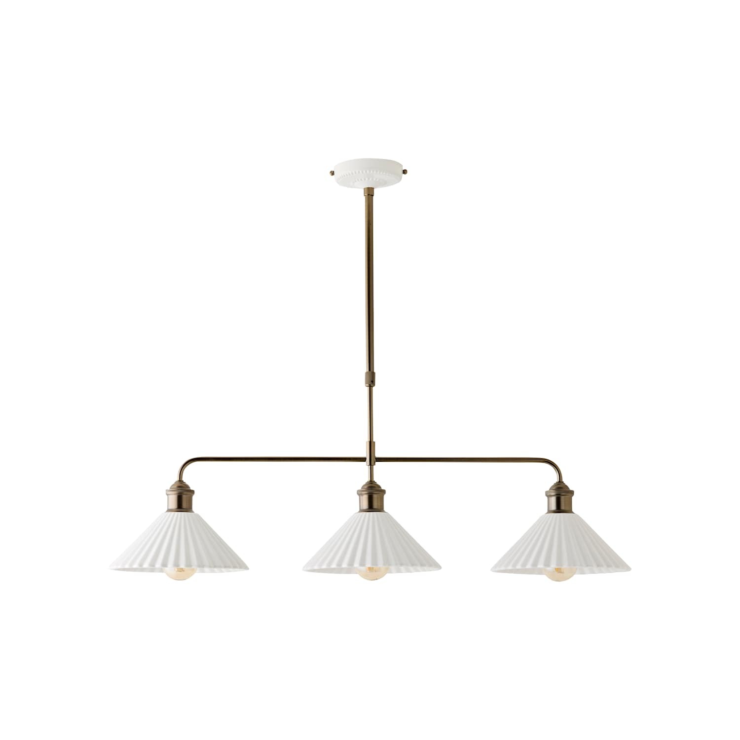 Valuelights Burford Ceramic Ribbed 3 Drop Diner Bar Ceiling Light / Yes - Cream