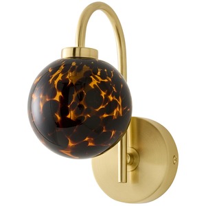 Chiara Brushed Gold Leopard Print Glass Globe Wall Light
