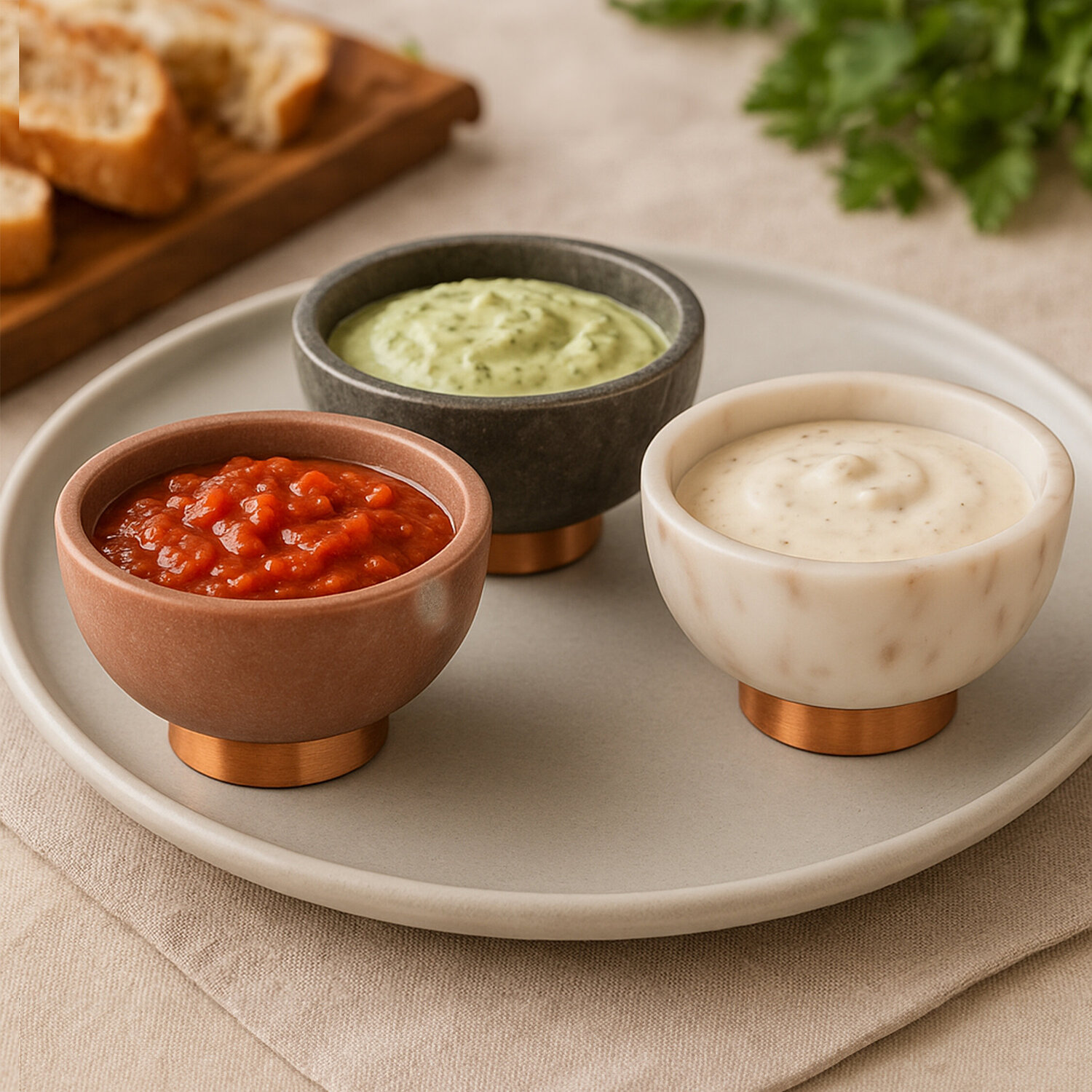 Image of Monzaro Set Of 3 Marble Dipping&hellip;