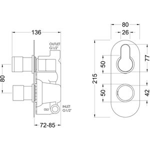 Balterley Consall Round Concealed Twin Thermostatic Shower Valve 1 Outlet