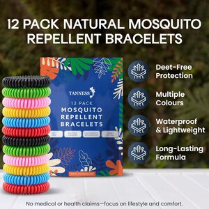 Tanness Multicolour Spiral Mosquito Repellent Bracelets DEET-Free Travel & Holiday Bands